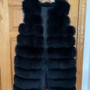 Real fox fur black vest
